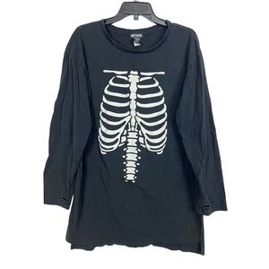Hottopic black long sleeve Skeleton rib cage thumb hole t shirt Xl unisex
